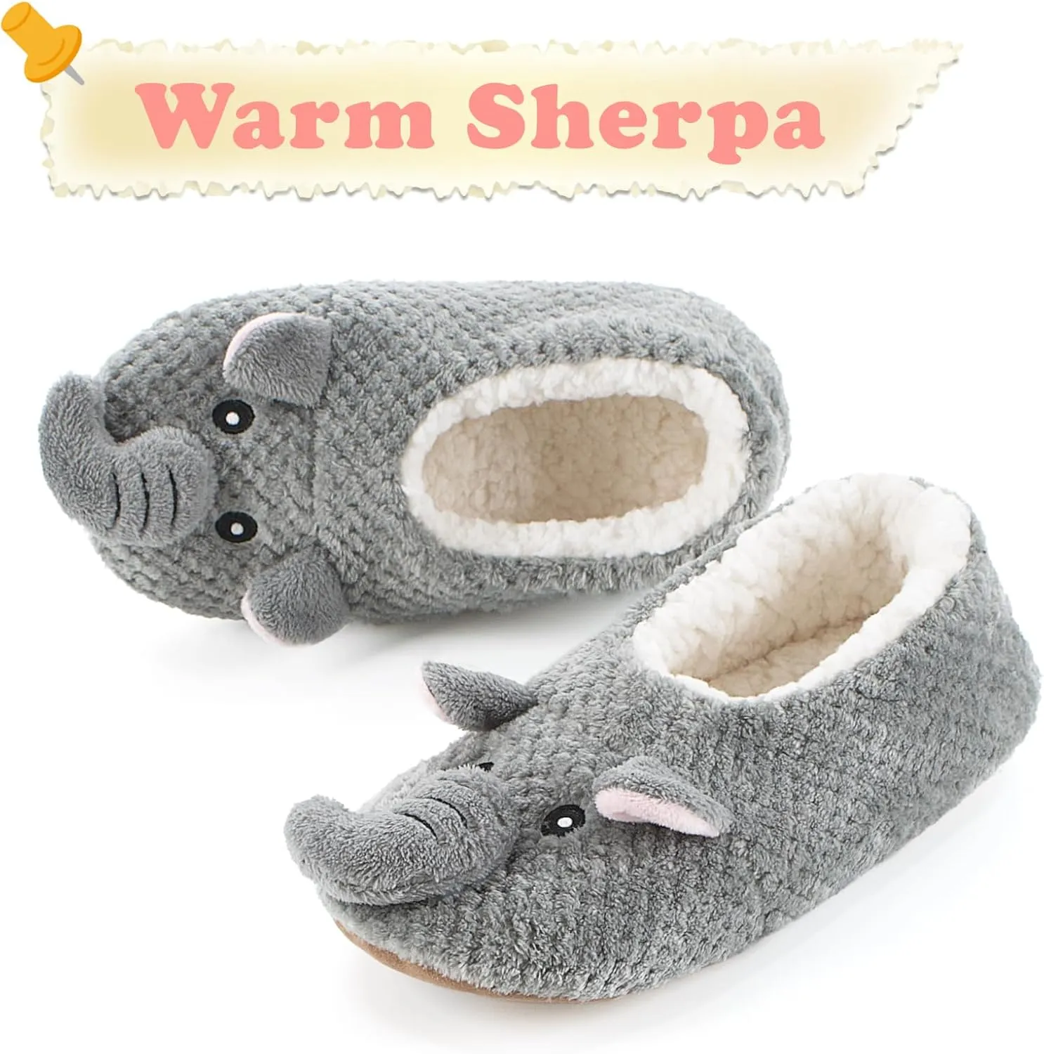 Cute Animal House Slippers, Warm Fuzzy Slipper Socks with Grippers Non Slip, Cozy Funny Gifts