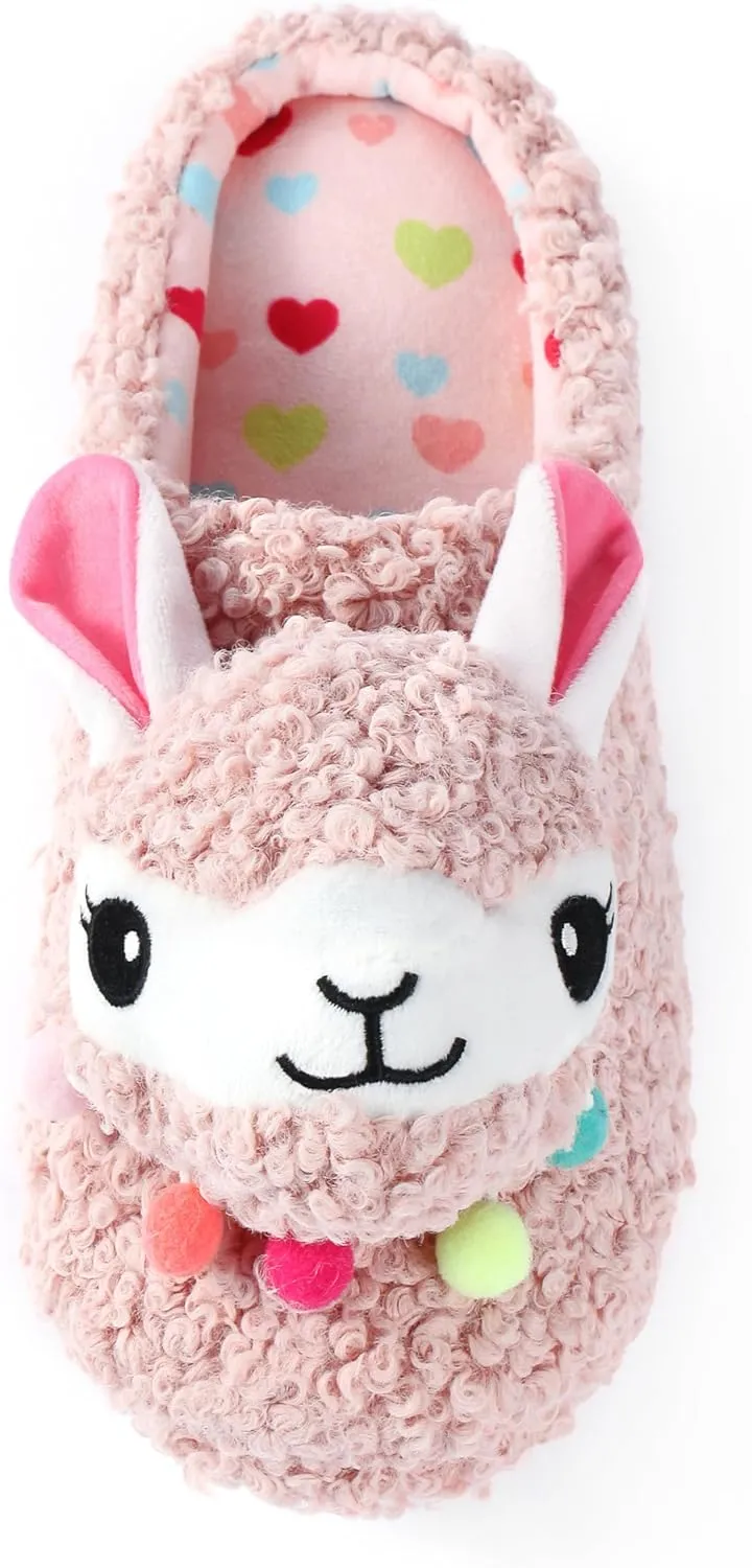 Cute Animal Slippers - Soft Fuzzy Alpaca & Llama Memory Foam for Women - Indoor Warm Non-Slip Bedroom Slippers