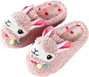 Cute Animal Slippers - Soft Fuzzy Alpaca & Llama Memory Foam for Women - Indoor Warm Non-Slip Bedroom Slippers