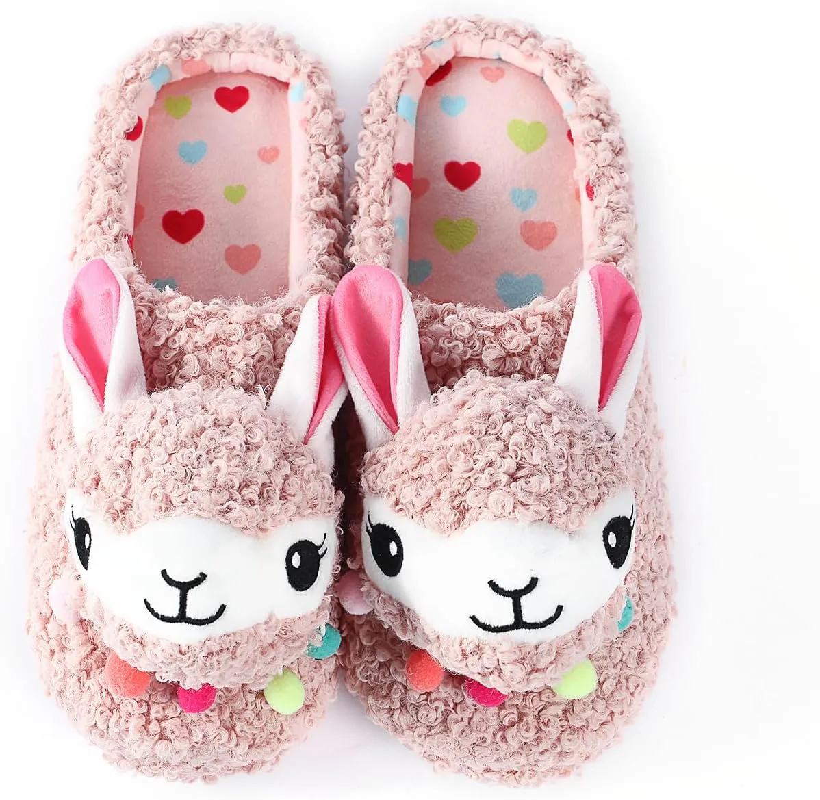Cute Animal Slippers - Soft Fuzzy Alpaca & Llama Memory Foam for Women - Indoor Warm Non-Slip Bedroom Slippers