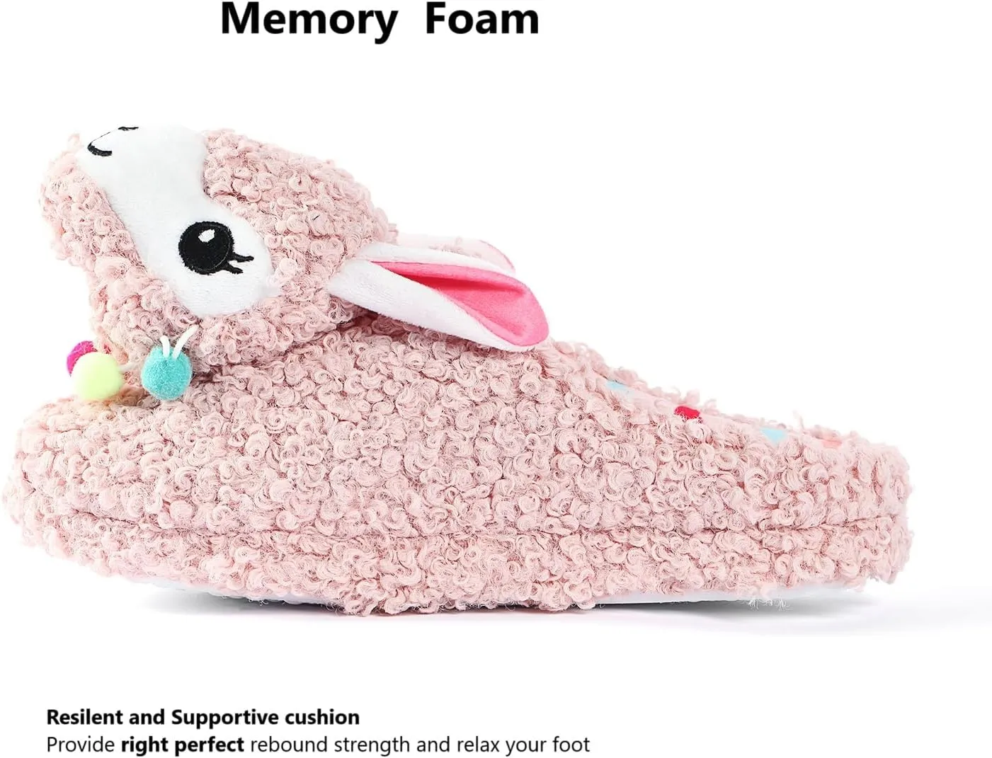 Cute Animal Slippers - Soft Fuzzy Alpaca & Llama Memory Foam for Women - Indoor Warm Non-Slip Bedroom Slippers