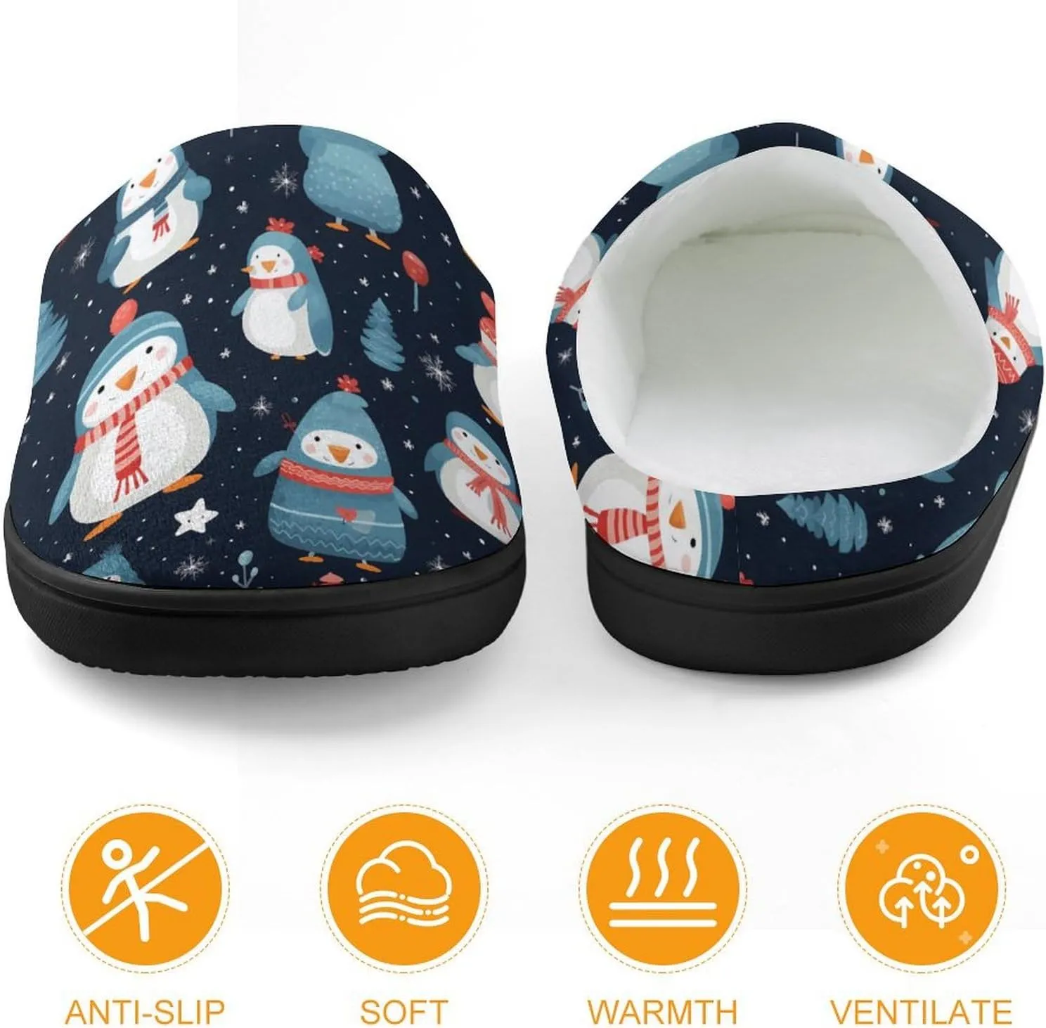 Cute Penguin Kids Slippers for Girls Boys Winter Warm Plush Slip On House Slippers for Indoor Outdoor