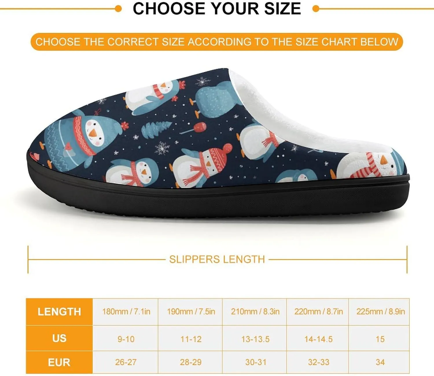 Cute Penguin Kids Slippers for Girls Boys Winter Warm Plush Slip On House Slippers for Indoor Outdoor