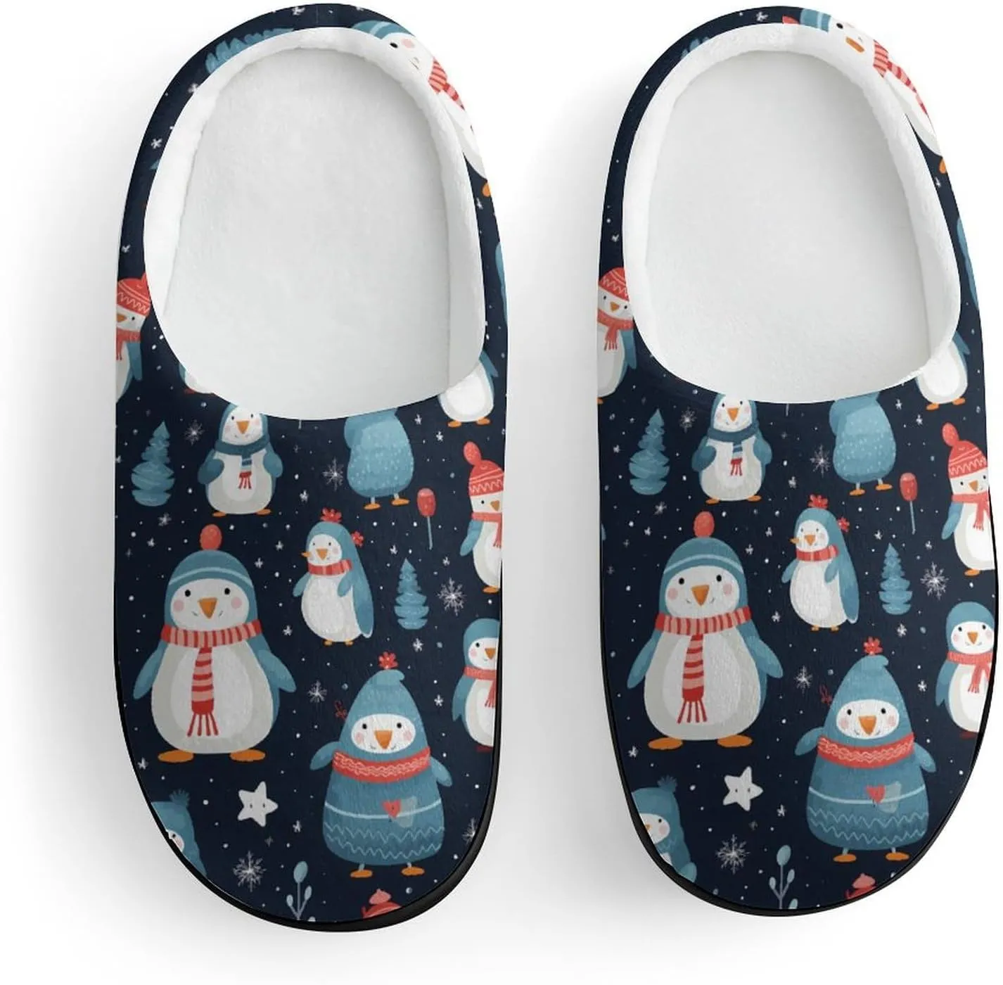 Cute Penguin Kids Slippers for Girls Boys Winter Warm Plush Slip On House Slippers for Indoor Outdoor