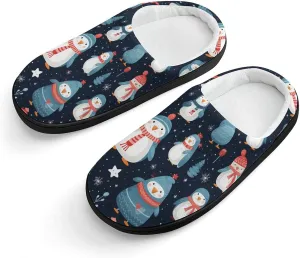 Cute Penguin Kids Slippers for Girls Boys Winter Warm Plush Slip On House Slippers for Indoor Outdoor