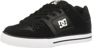 DC Men's Pure Low Top Lace Up Casual Skate Shoe Sneaker, Black/Black/White, 8.5