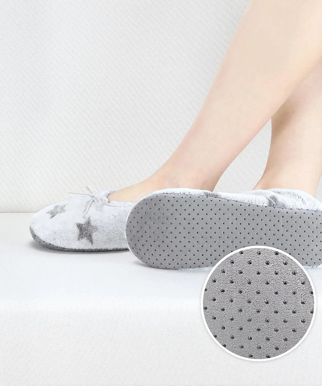 DICUIRD Ballerina House Slippers for Women, Anti-Skid Comfy Warm Ballet Style Slippers