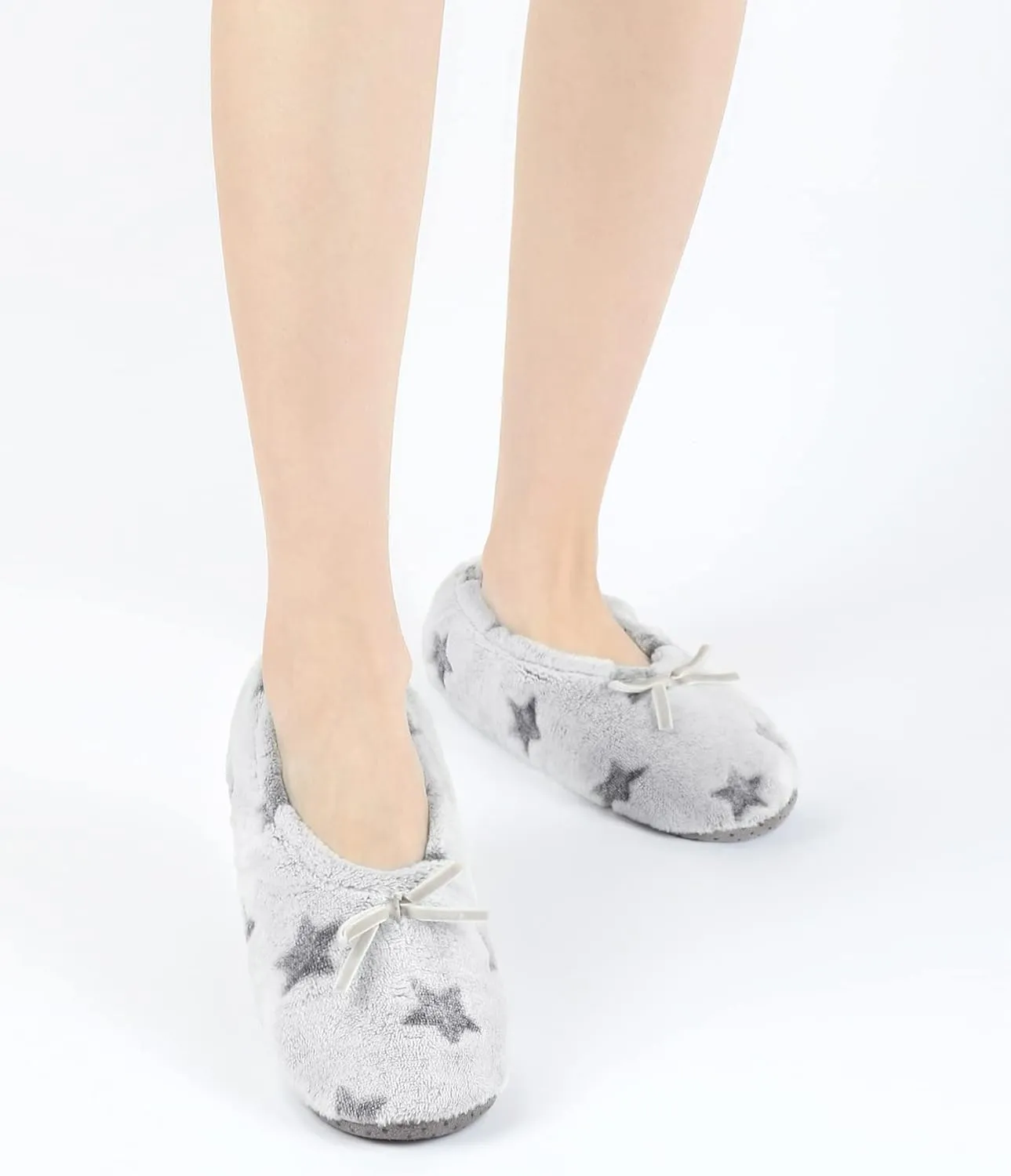 DICUIRD Ballerina House Slippers for Women, Anti-Skid Comfy Warm Ballet Style Slippers