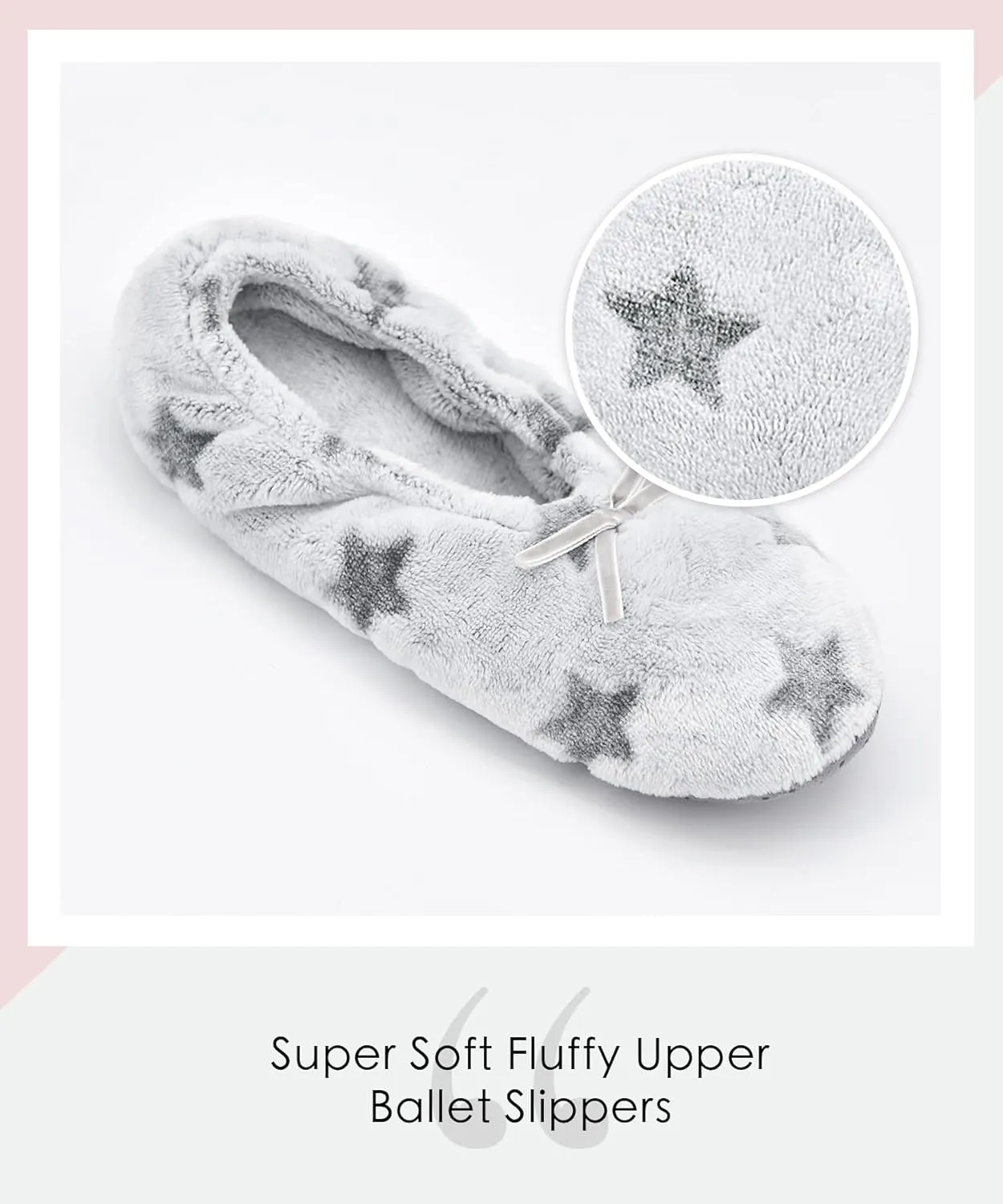 DICUIRD Ballerina House Slippers for Women, Anti-Skid Comfy Warm Ballet Style Slippers