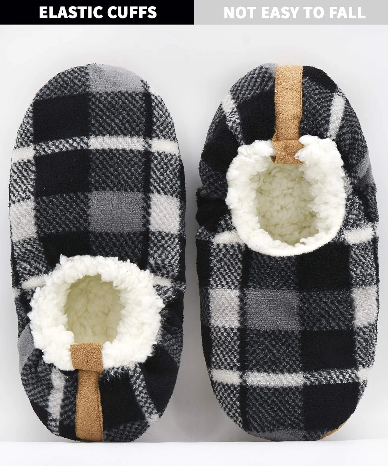 DICUIRD Mens Slipper Socks With Non Skid Bottoms, Warm Slipper Socks With Grippers For Men, Fuzzy House Fabric Slippers