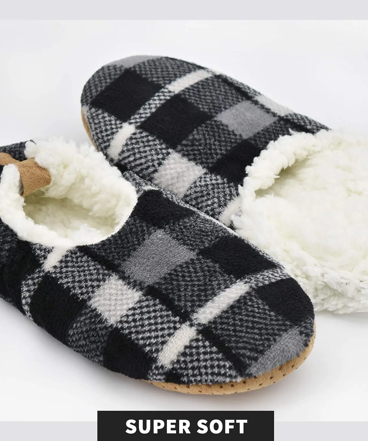 DICUIRD Mens Slipper Socks With Non Skid Bottoms, Warm Slipper Socks With Grippers For Men, Fuzzy House Fabric Slippers