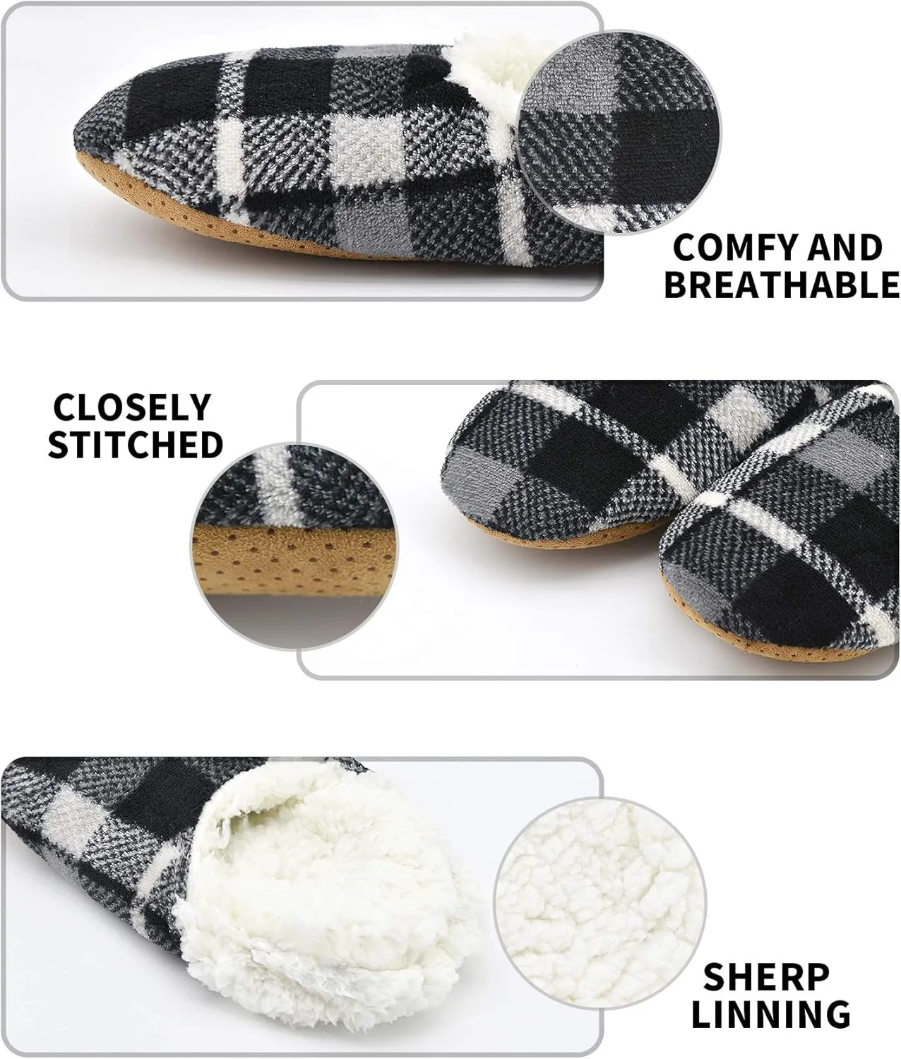 DICUIRD Mens Slipper Socks With Non Skid Bottoms, Warm Slipper Socks With Grippers For Men, Fuzzy House Fabric Slippers