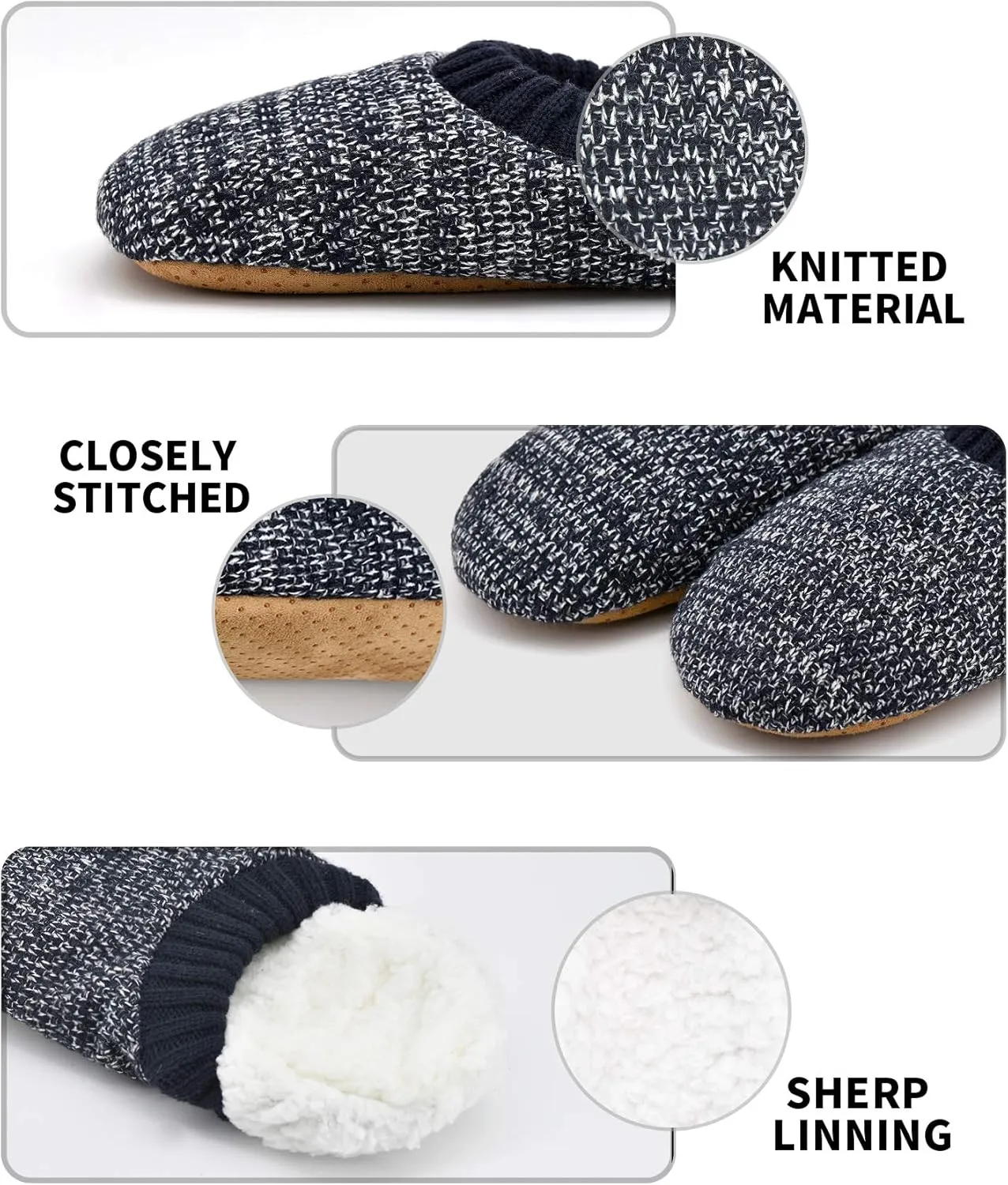 DICUIRD Mens Slipper Socks With Non Skid Bottoms, Warm Slipper Socks With Grippers For Men, Fuzzy House Knit Slippers