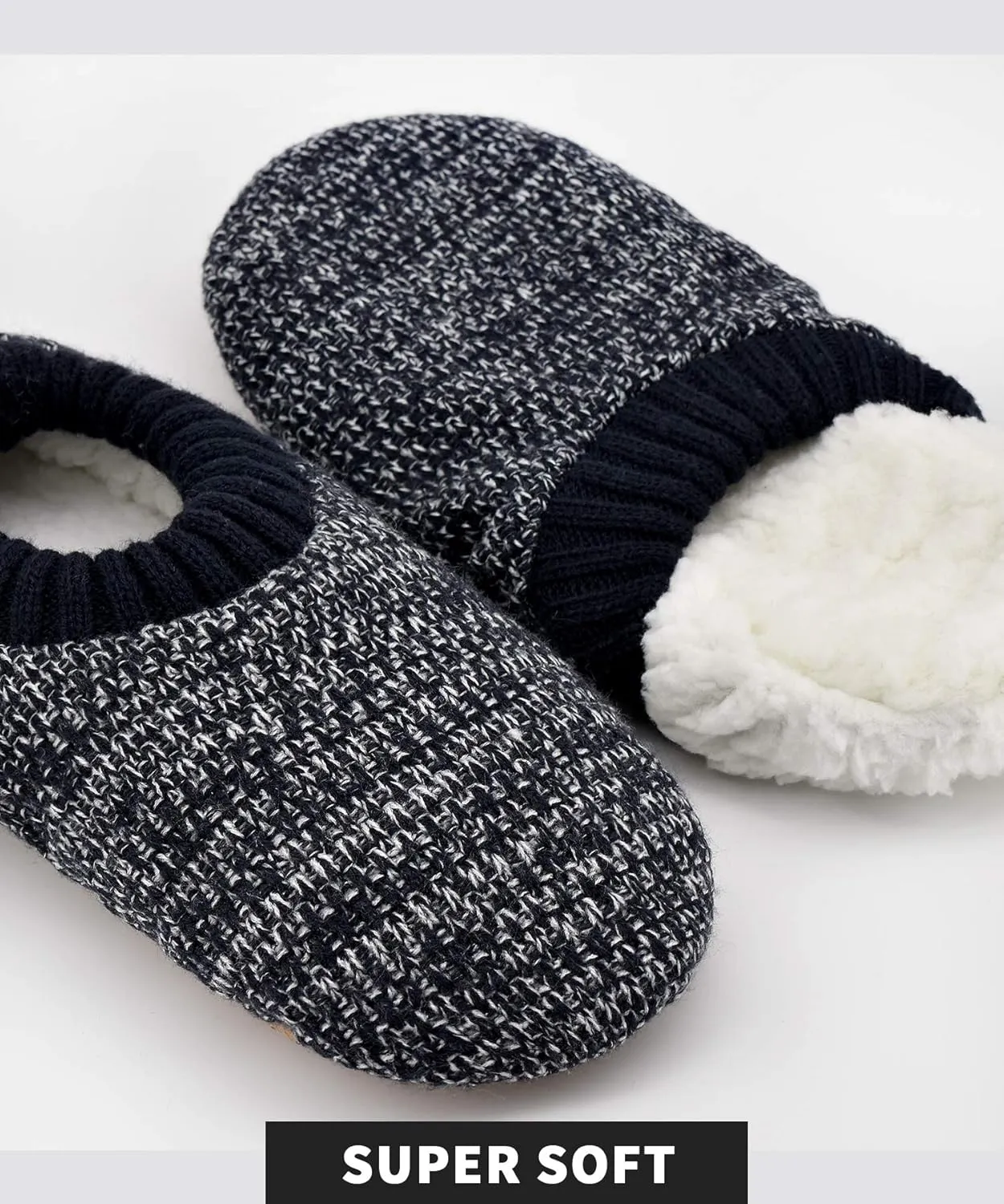 DICUIRD Mens Slipper Socks With Non Skid Bottoms, Warm Slipper Socks With Grippers For Men, Fuzzy House Knit Slippers