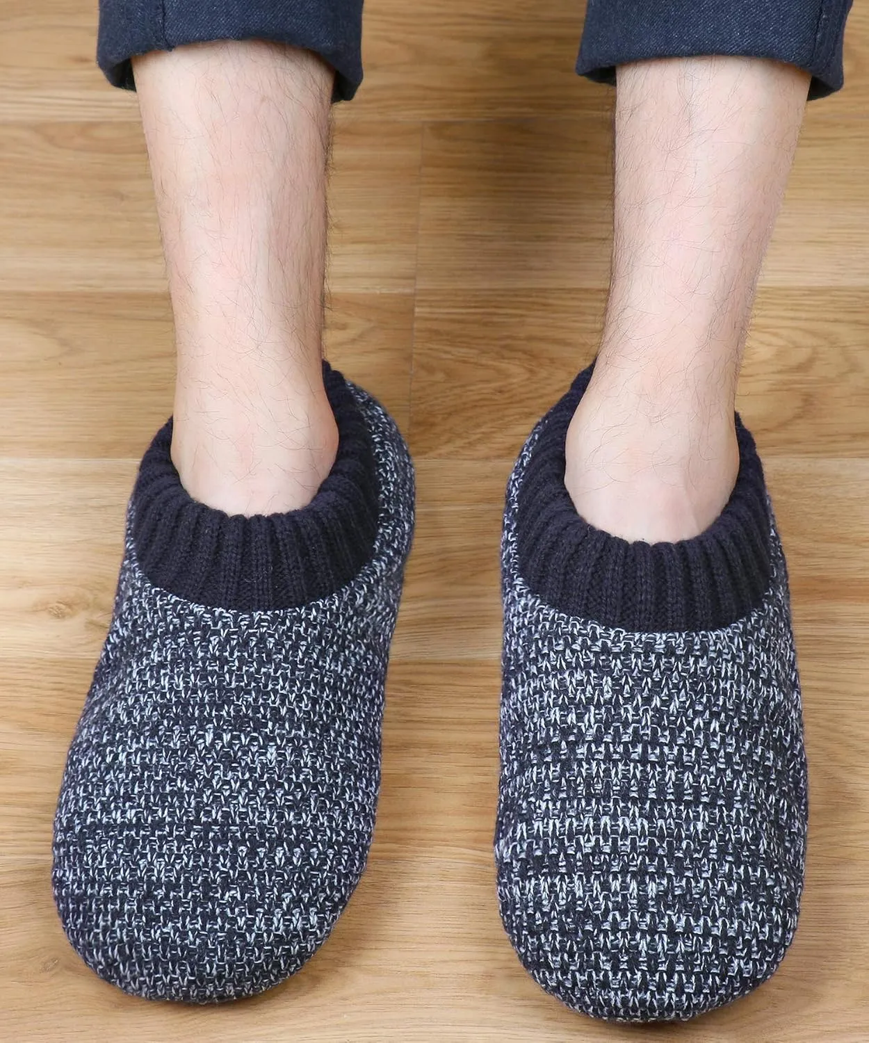 DICUIRD Mens Slipper Socks With Non Skid Bottoms, Warm Slipper Socks With Grippers For Men, Fuzzy House Knit Slippers