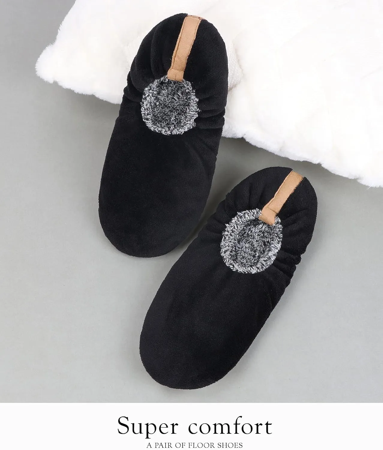 DICUIRD Mens Soft Soles Slipper Socks With Grippers, Cozy&Warm Sherpa Lining Slippers With Non Skid Bottoms, Fuzzy House Slippers