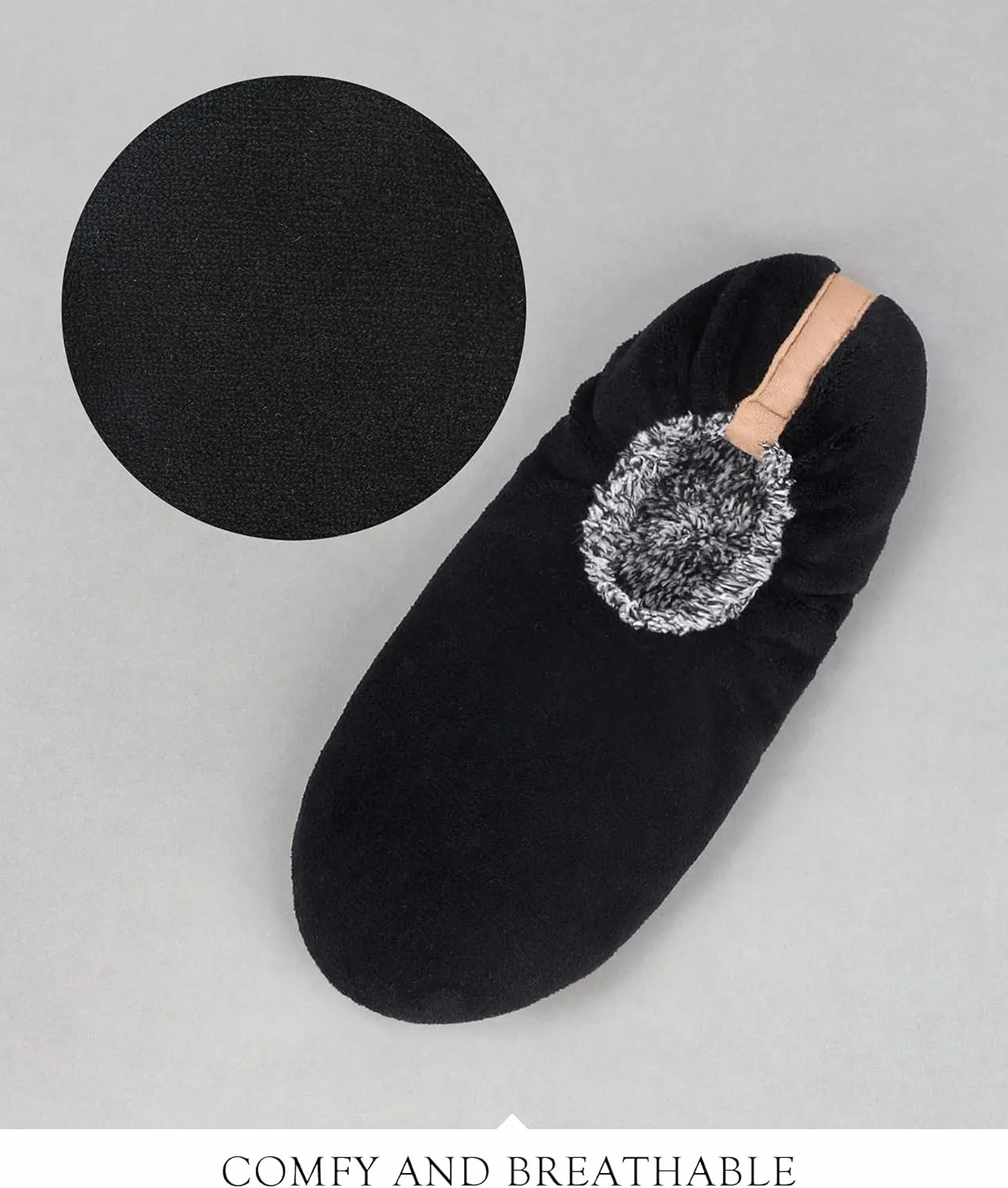 DICUIRD Mens Soft Soles Slipper Socks With Grippers, Cozy&Warm Sherpa Lining Slippers With Non Skid Bottoms, Fuzzy House Slippers