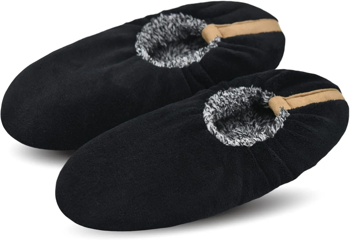 DICUIRD Mens Soft Soles Slipper Socks With Grippers, Cozy&Warm Sherpa Lining Slippers With Non Skid Bottoms, Fuzzy House Slippers