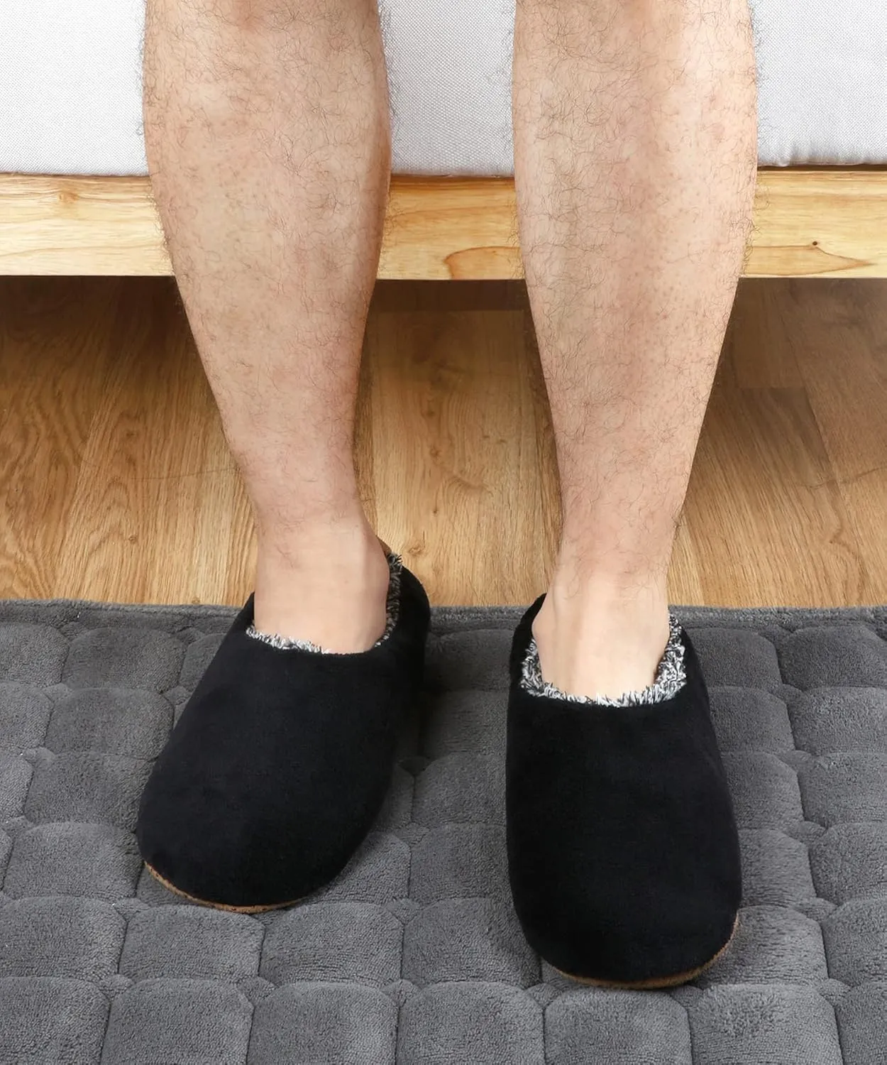 DICUIRD Mens Soft Soles Slipper Socks With Grippers, Cozy&Warm Sherpa Lining Slippers With Non Skid Bottoms, Fuzzy House Slippers