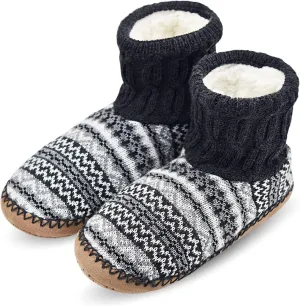 DICUIRD Slipper Socks for Mens,Fuzzy Sherpa Lined Socks with Soft Soles,Cozy Warm House Indoor Booties with Non Slip Bottoms, Mens Winter Christmas Gifts