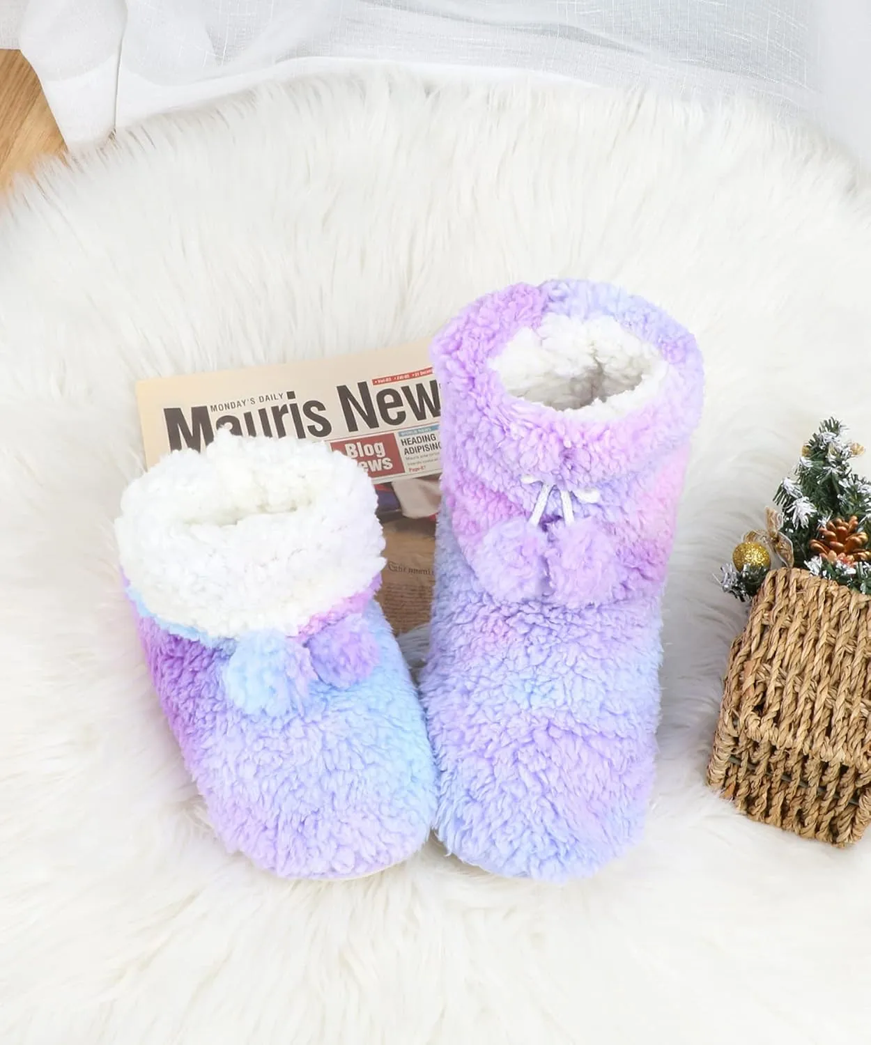 DICUIRD Womens Cozy&Warm Slipper Socks with Grippers-House Socks