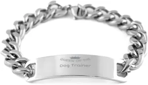 Dog Trainer Bracelet Silver Cuban Chain Inspirational Jewelry Gift