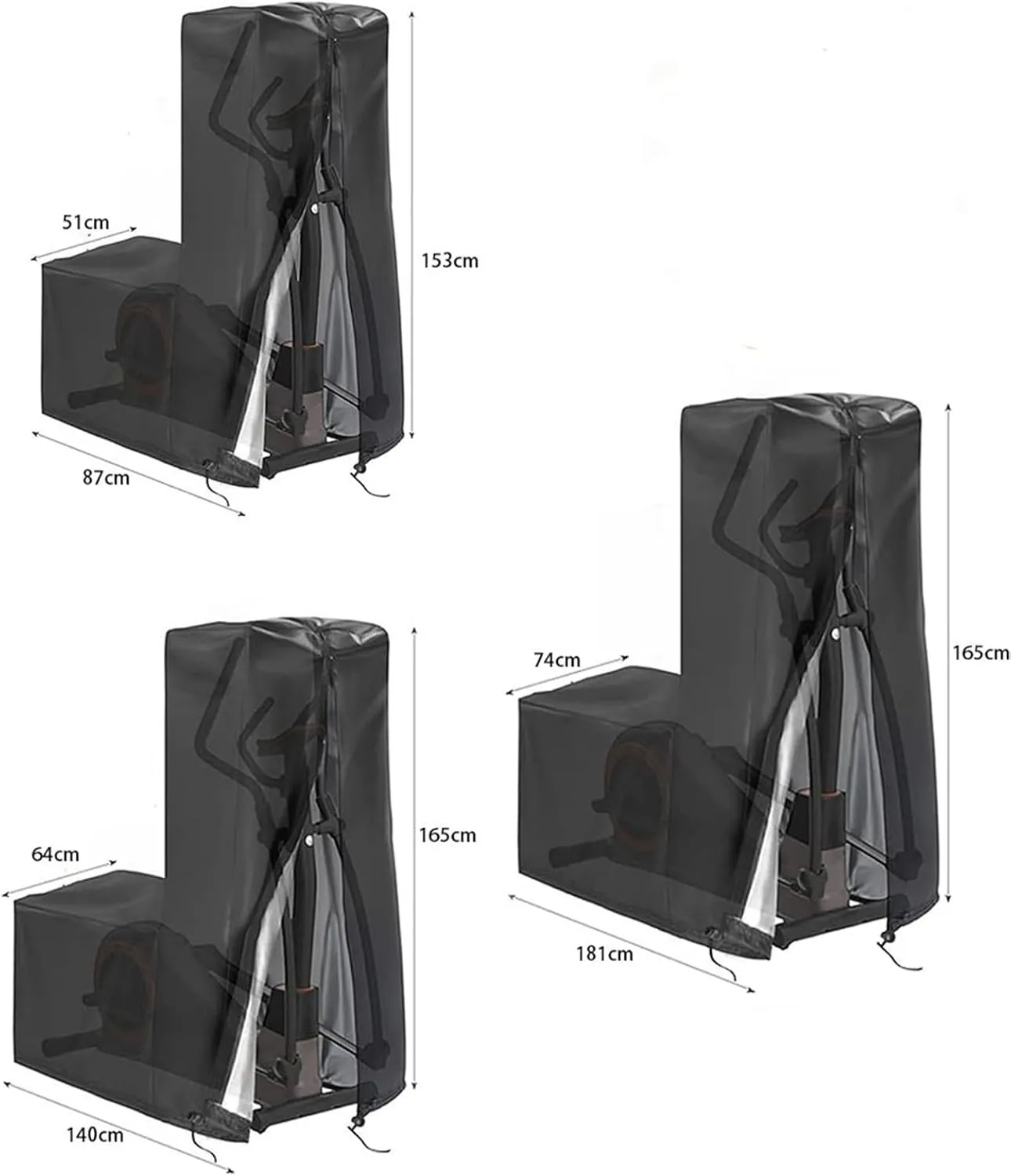 Elliptical Cross Trainer Cover, Waterproof Elliptical Exercise Machine Protective Cover, Elliptical Bike Machine Cover Anti Rain, Sun and Dust Protective(Black,140 * 64 * 165cm)