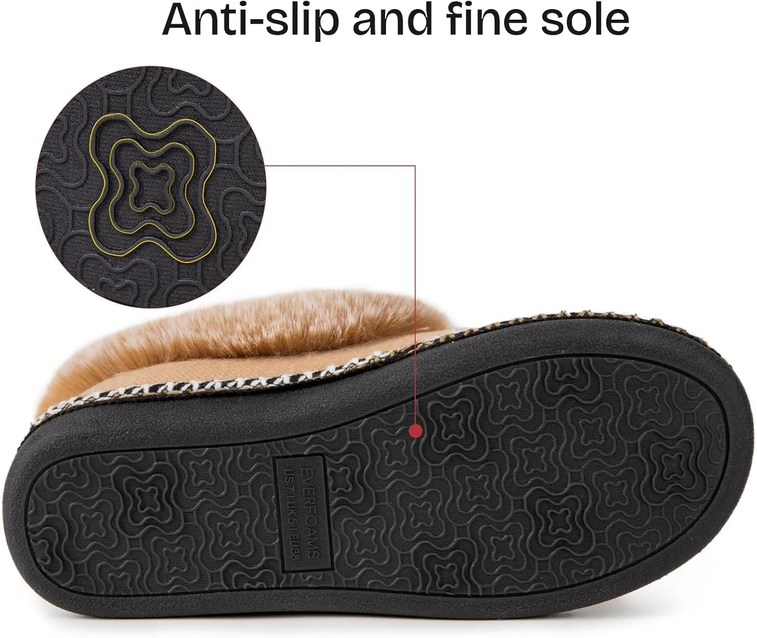 EverFoams Women's Bootie Slippers Warm Soft Comfy Memory Foam Non-slip Indoor House Shoes with Fluffy Collar
