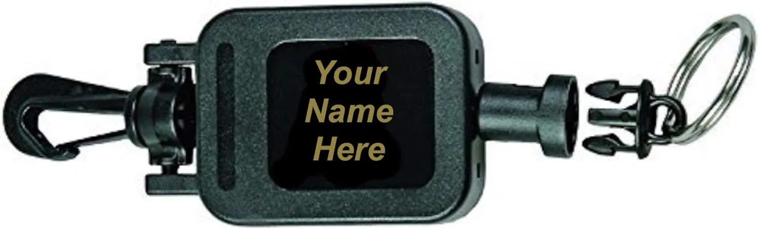 F-Leash Heavy Duty 32" Retractable ID Badge/Key Holder Gear Reel with Custom Name Engraving. Strong and Durable. Protect Your Gear!