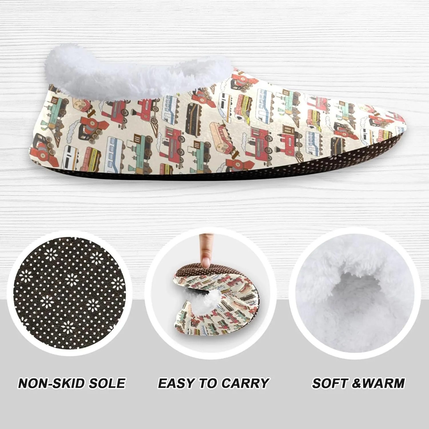 Fisyme Kids Slippers Boys Girls Warm Soft Indoor House Slipper Socks Home Shoes