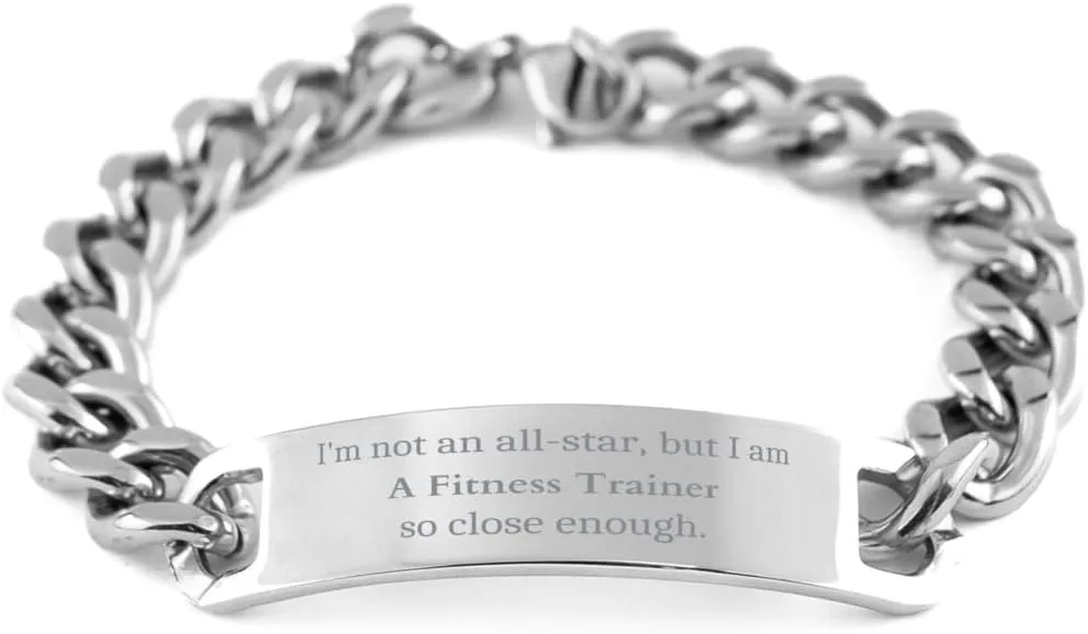 Fitness Trainer Cuban Chain Stainless Steel Bracelet - Confidence Inspirational Gifts for Birthday or Graduation, Perfect for the Fitness Trainer in your life
