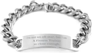 Fitness Trainer Cuban Chain Stainless Steel Bracelet - Confidence Inspirational Gifts for Birthday or Graduation, Perfect for the Fitness Trainer in your life