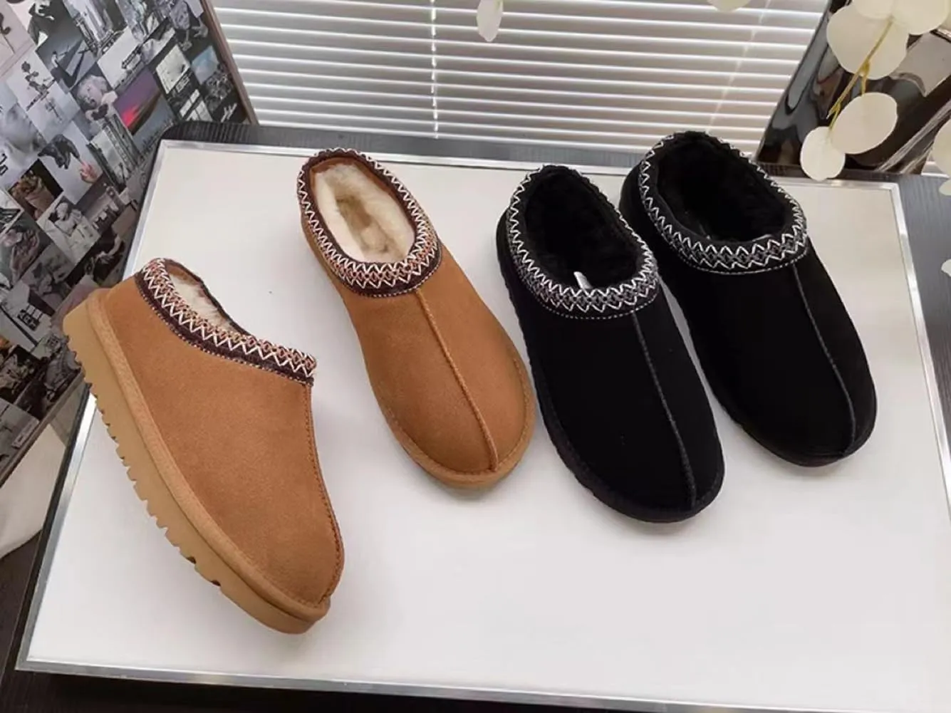 Fleece Lined Women's Mini Ankle Boot Slippers - Classic Snow Boots with Anti-Slip Platforms for Indoor & Outdoor Use