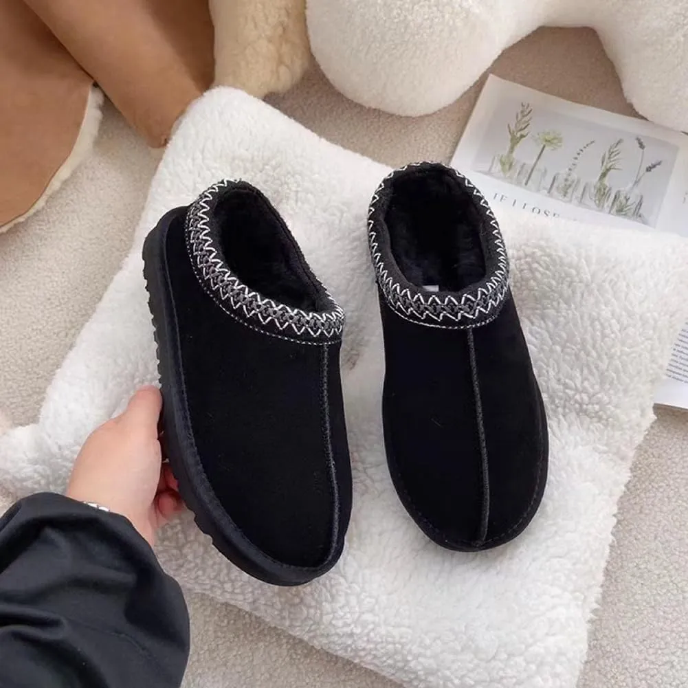 Fleece Lined Women's Mini Ankle Boot Slippers - Classic Snow Boots with Anti-Slip Platforms for Indoor & Outdoor Use