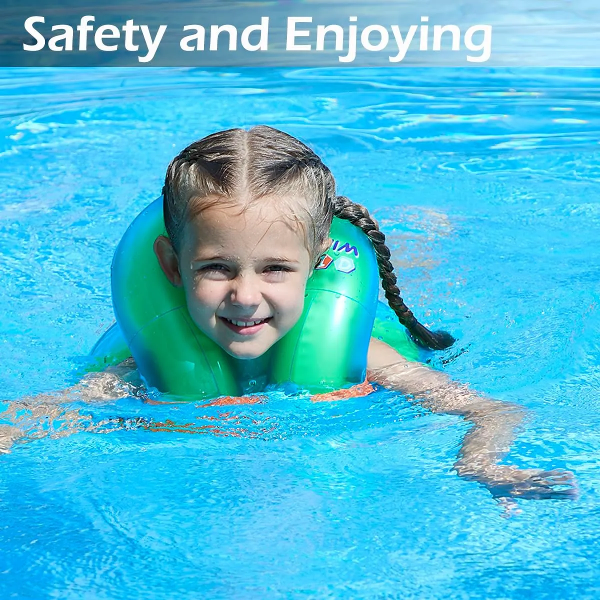 Floaties Swim Vest for Child, Portable Inflatable Pool Floats Swimming Ring with Adjustable Safety Buckle, Safety Swim Arm Bands with Double Surround Air Bag, Durable Float Tube for Kids