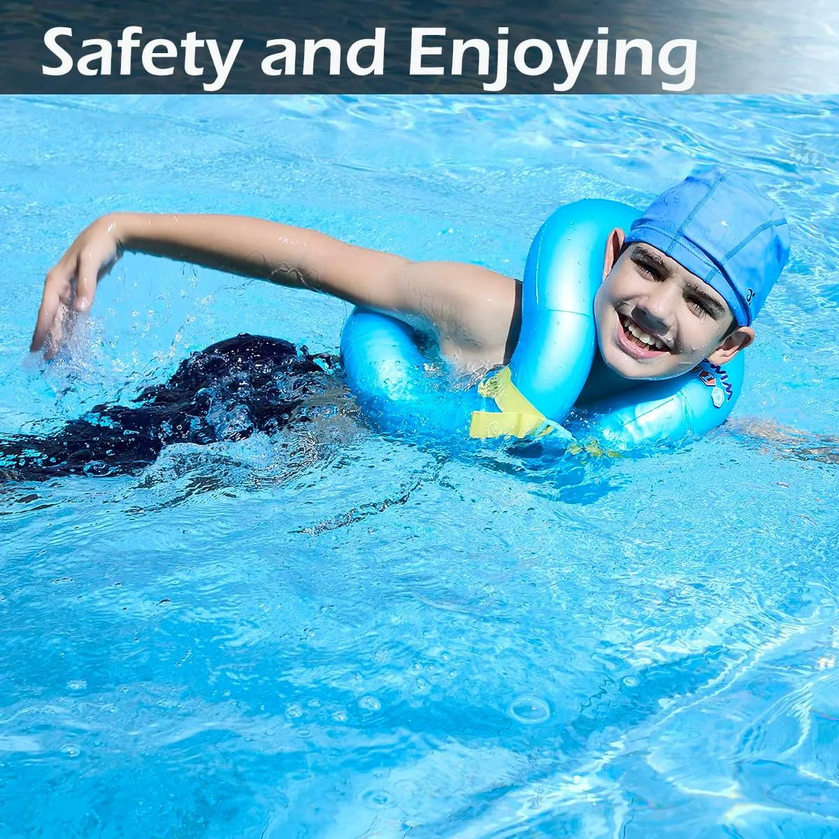 Floaties Swim Vest for Child, Portable Inflatable Pool Floats Swimming Ring with Adjustable Safety Buckle, Safety Swim Arm Bands with Double Surround Air Bag, Durable Float Tube for Kids