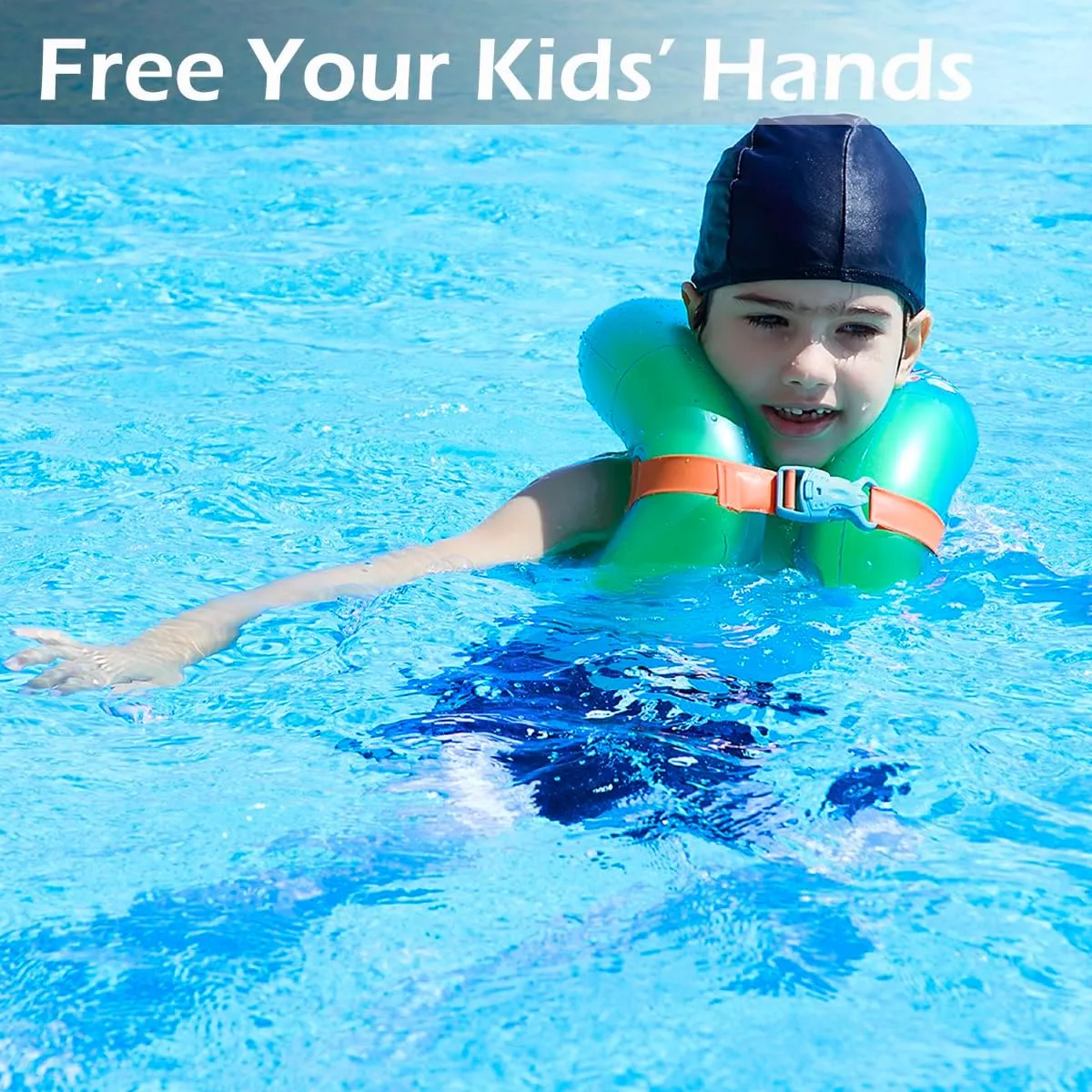 Floaties Swim Vest for Child, Portable Inflatable Pool Floats Swimming Ring with Adjustable Safety Buckle, Safety Swim Arm Bands with Double Surround Air Bag, Durable Float Tube for Kids
