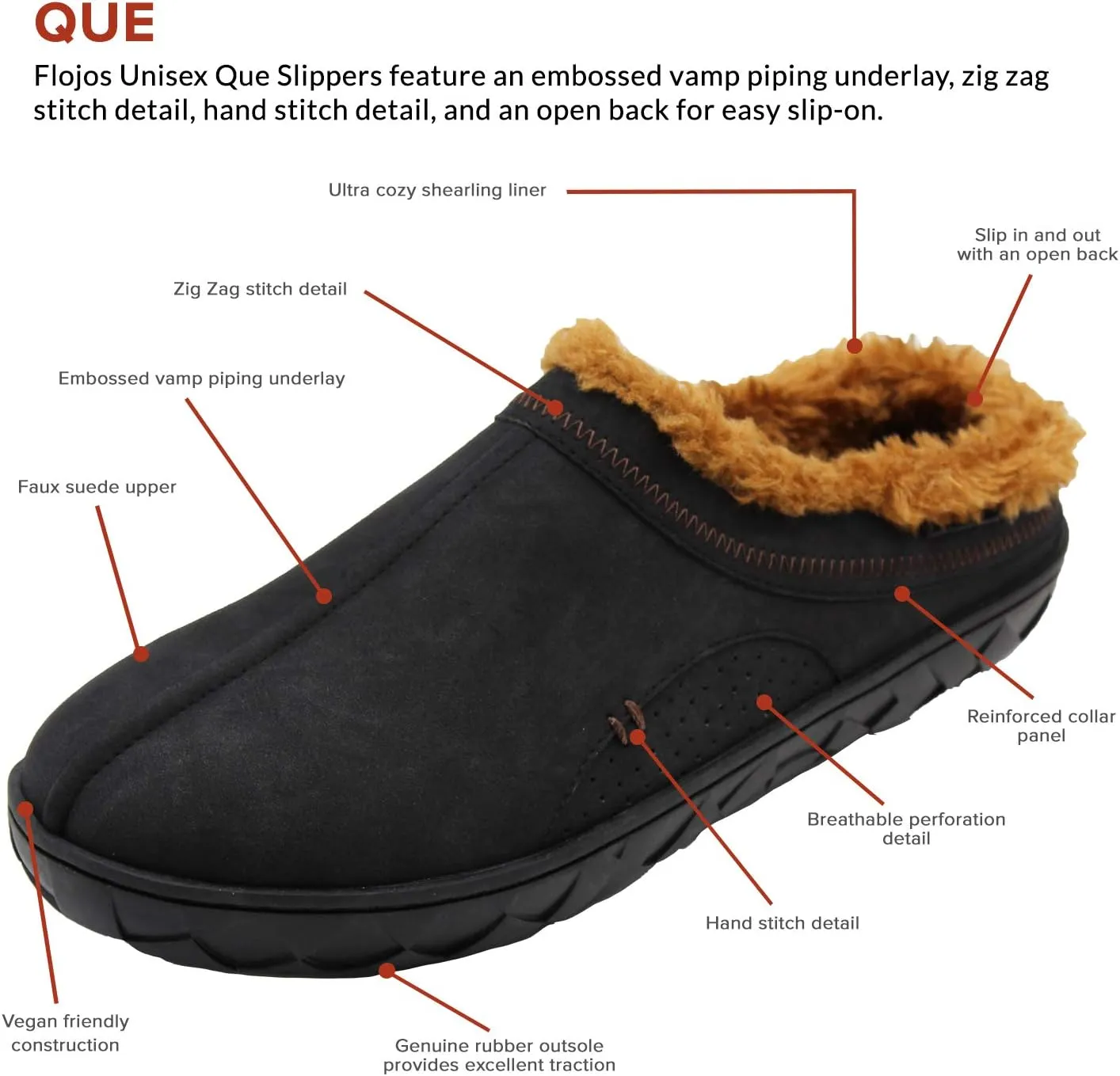 FLOJOS Men's Que Sherpa Lined Slipper