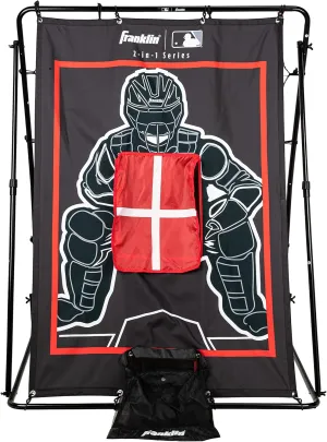 Franklin Sports Baseball Pitching Target and Rebounder Net - 2-in-1 Pitch Trainer and Pitchback Net - Baseball Return Screen and Pitching Practice Target
