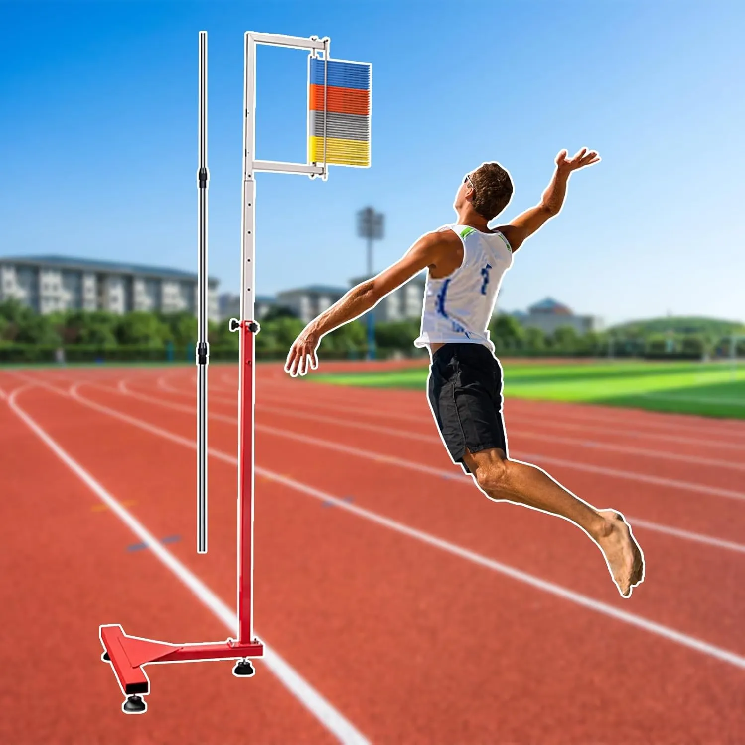Free-Standing Jump Measurement Tester，Jump Measuring Tester, Stadium Vertical Jump Trainer with Reset Bar, Professional Fitness Jumping Ability Tester, Floor Standing Jump Height Gauge (Colo