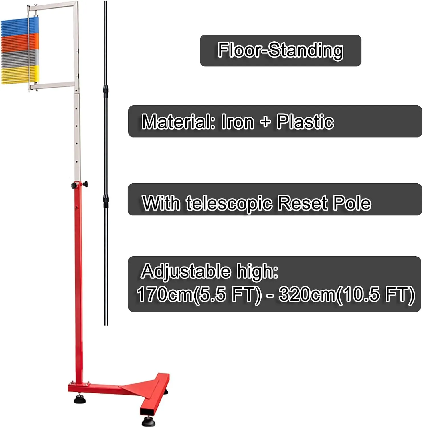 Free-Standing Jump Measurement Tester，Jump Measuring Tester, Stadium Vertical Jump Trainer with Reset Bar, Professional Fitness Jumping Ability Tester, Floor Standing Jump Height Gauge (Colo