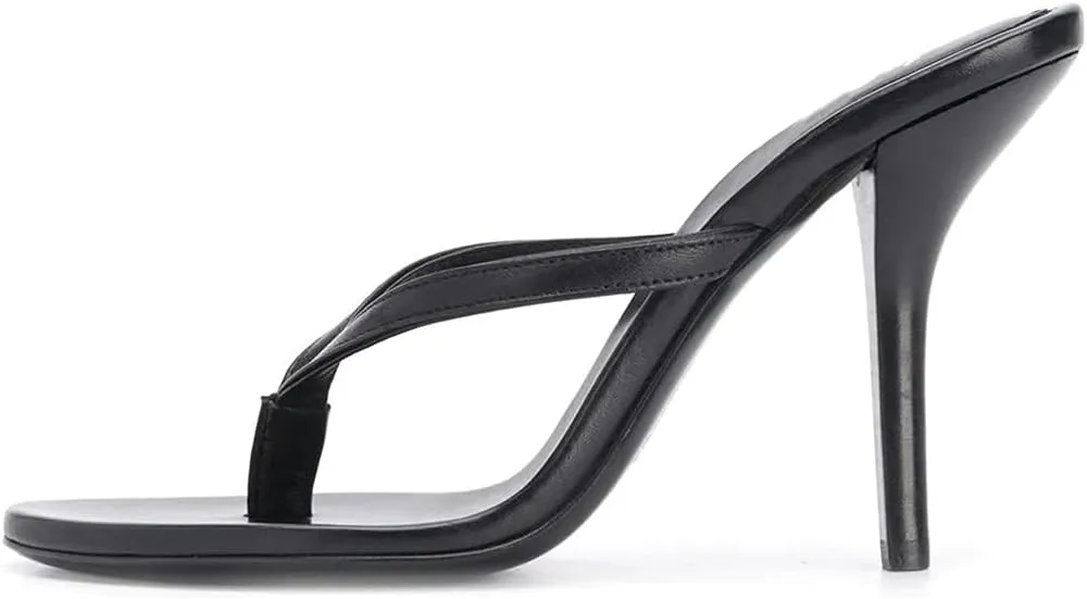 FSJ Women Fashion Thong Flip Flops Stiletto High Heels Slip On Almond Toe Casual Sandals Summer Beach Dressy Slipper Comfy Shoes