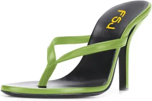 FSJ Women Fashion Thong Flip Flops Stiletto High Heels Slip On Almond Toe Casual Sandals Summer Beach Dressy Slipper Comfy Shoes