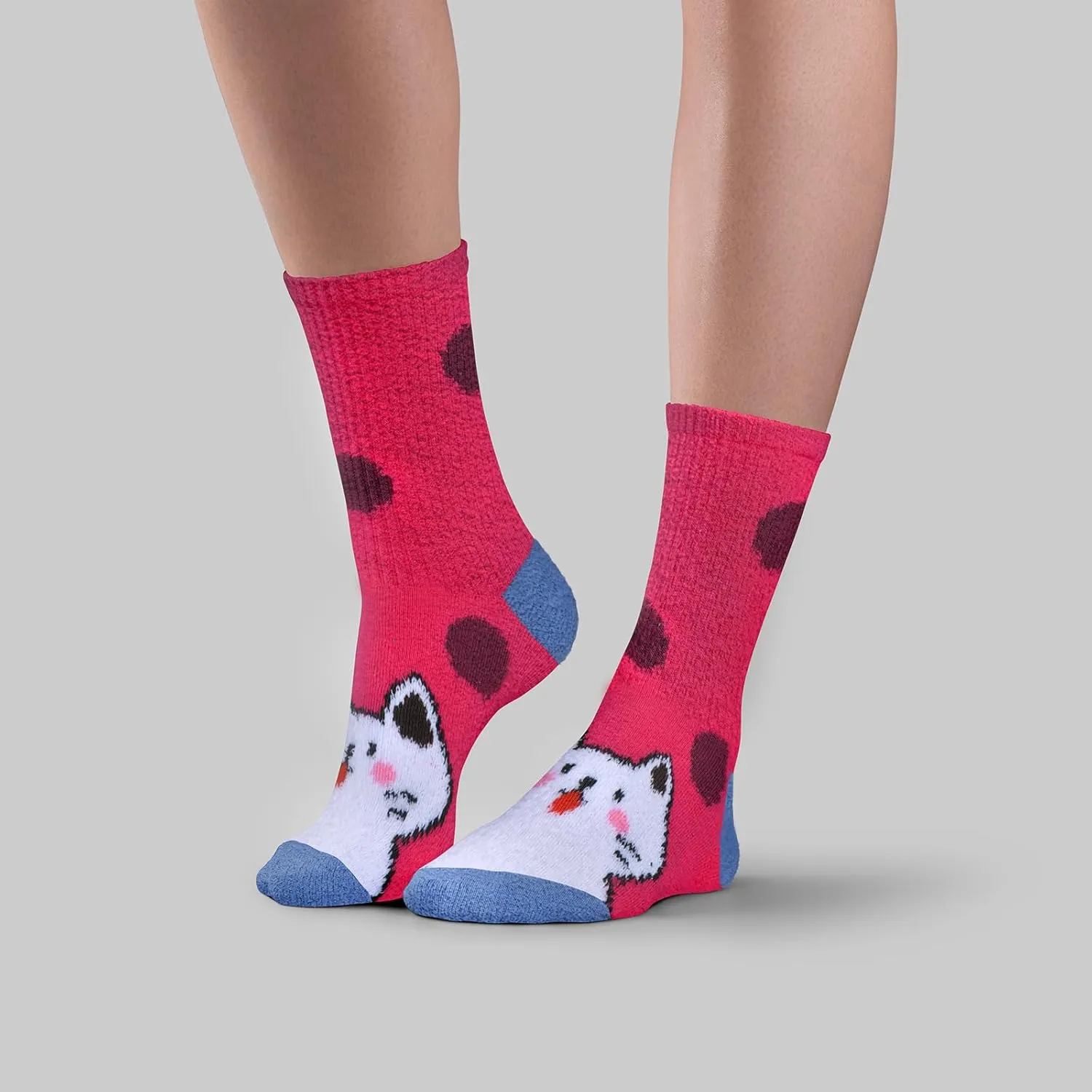Fun Cute Dog Cat Fuzzy Socks for Women Adults Girls Winter Fluffy Soft Warm Cozy Slipper Socks Christmas Holiday Gift