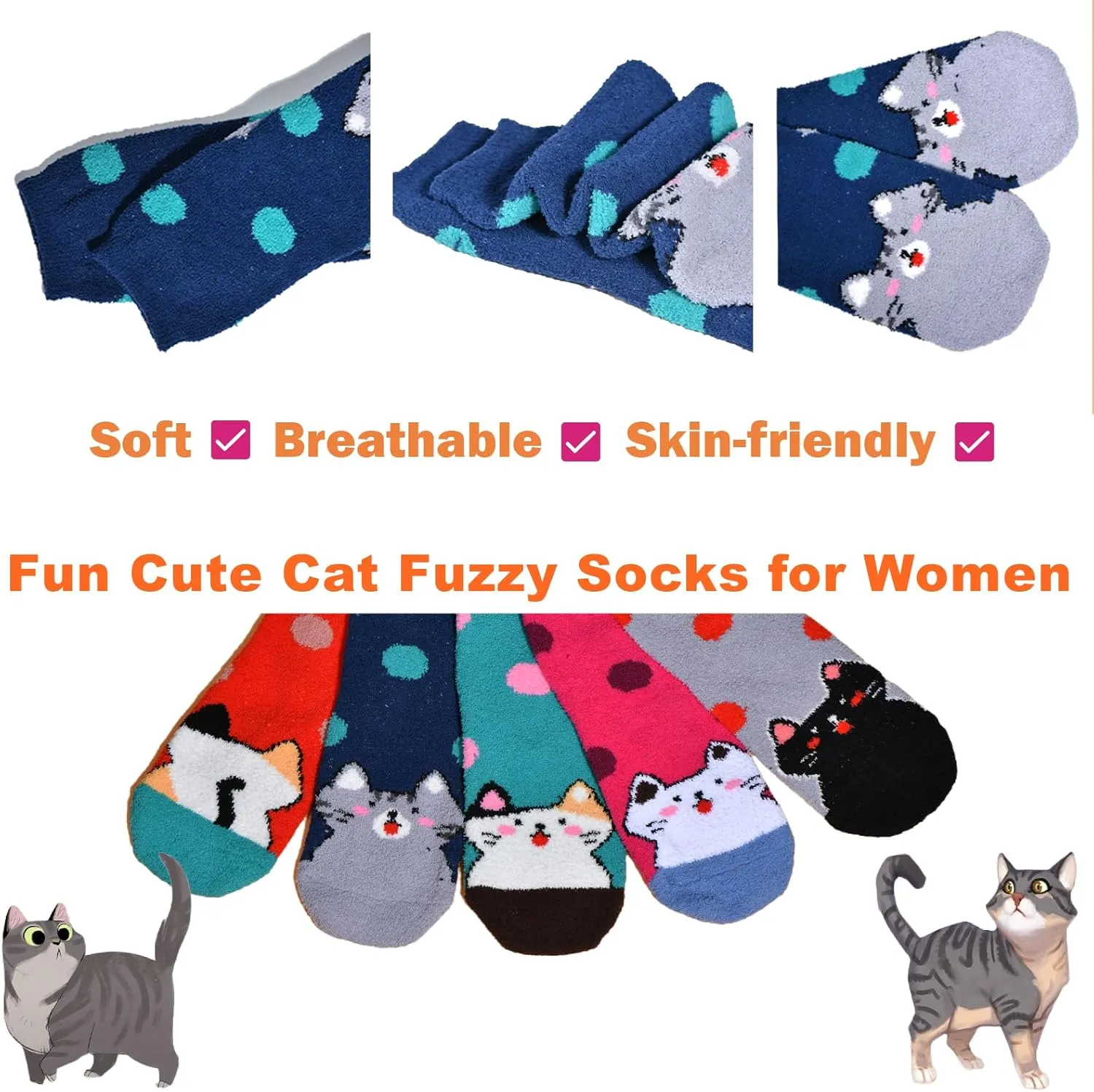 Fun Cute Dog Cat Fuzzy Socks for Women Adults Girls Winter Fluffy Soft Warm Cozy Slipper Socks Christmas Holiday Gift
