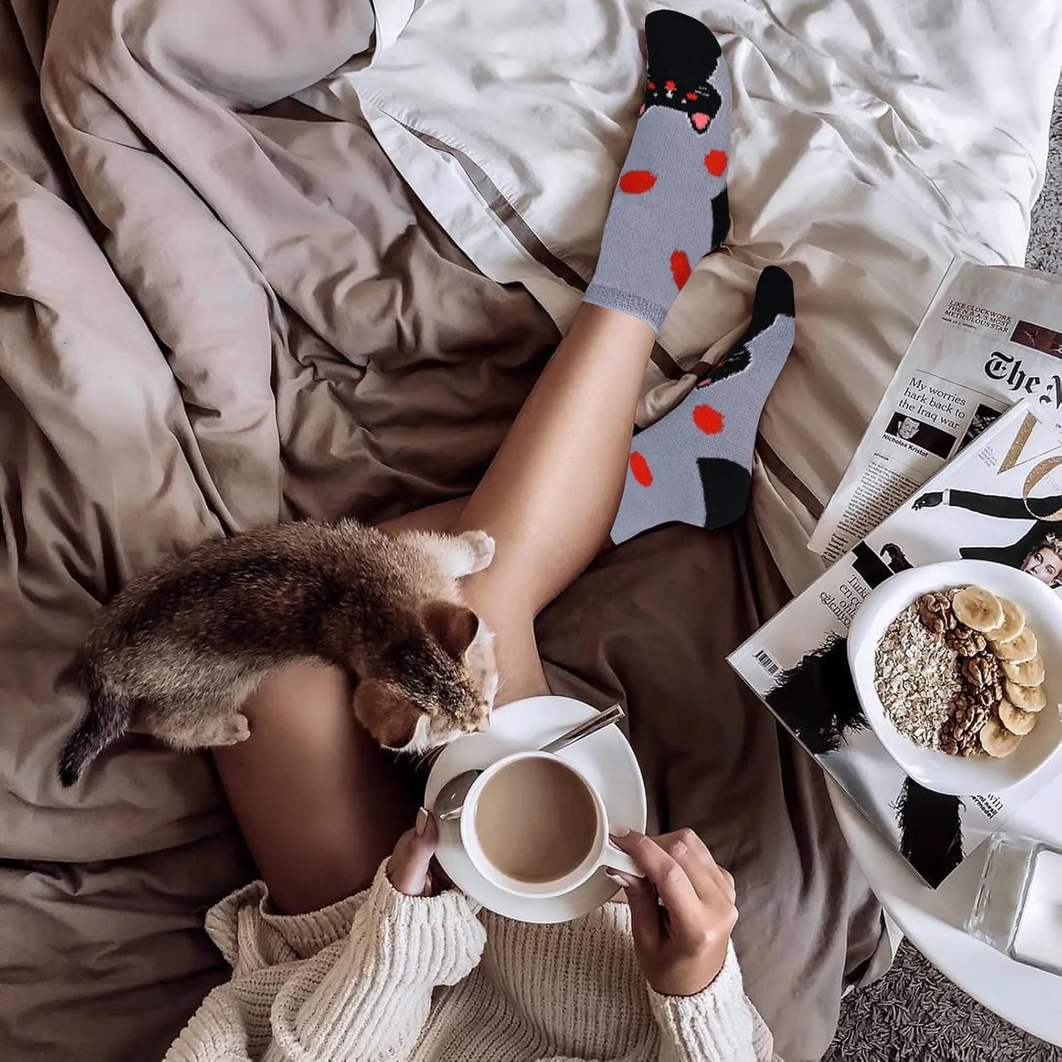 Fun Cute Dog Cat Fuzzy Socks for Women Adults Girls Winter Fluffy Soft Warm Cozy Slipper Socks Christmas Holiday Gift