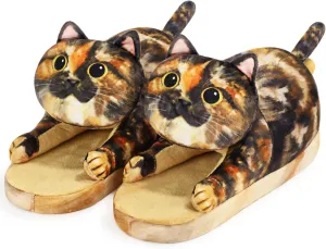 Funny Cat Slippers for Women,Fuzzy Animal Indoor House Shoes with Soft Memory Foam,Comfy Plush Warm Slip-on Slippers,Cat Gifts for Cat Lover