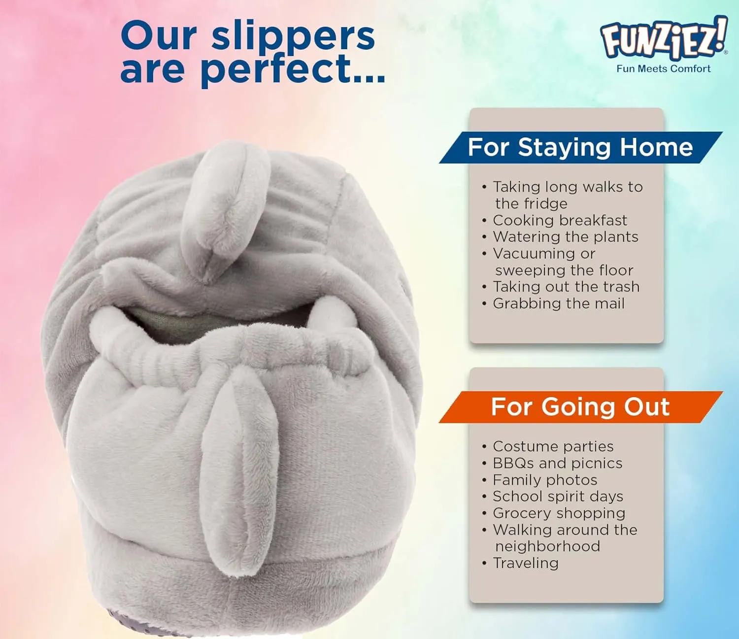 Funziez! Fuzzy Animal Slippers for Women & Men, House Shoes, Teddy Bear, Cow, Cute, Great Mother's Day Gift for Mom, Wife, Daughter
