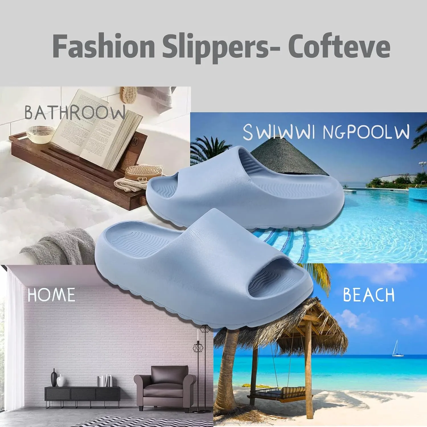 FUUPNN Kids Cloud Slides Non Slip Slides for Girls Boys Comfy Lightweight Toddler Sandals Open Toe House Slippers Indoor Outdoor