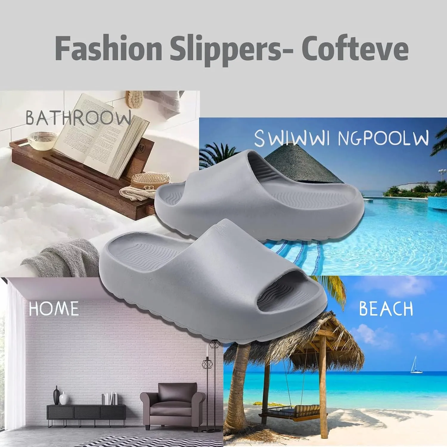 FUUPNN Kids Cloud Slides Non Slip Slides for Girls Boys Comfy Lightweight Toddler Sandals Open Toe House Slippers Indoor Outdoor